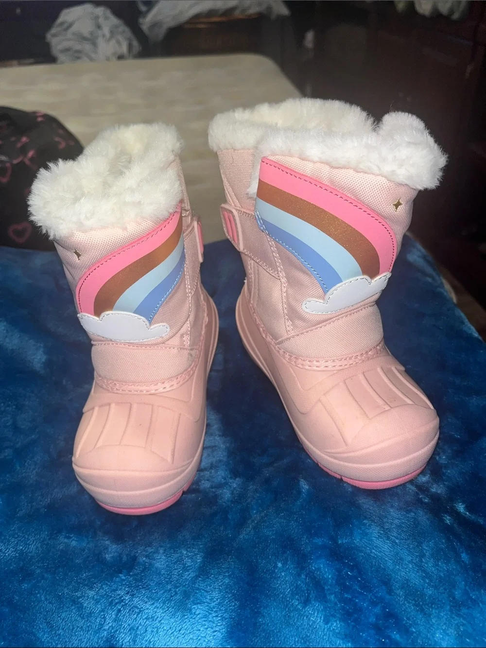 Kids Pink Rainbow Winter Boots
